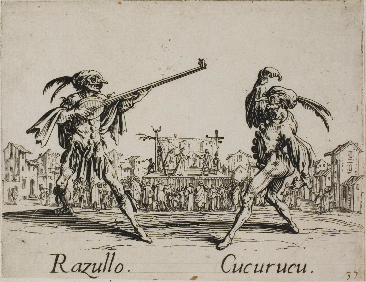 Razullo - Cucurucu, płyta 19 z Balli di Sfessania autorstwa Jacques Callot