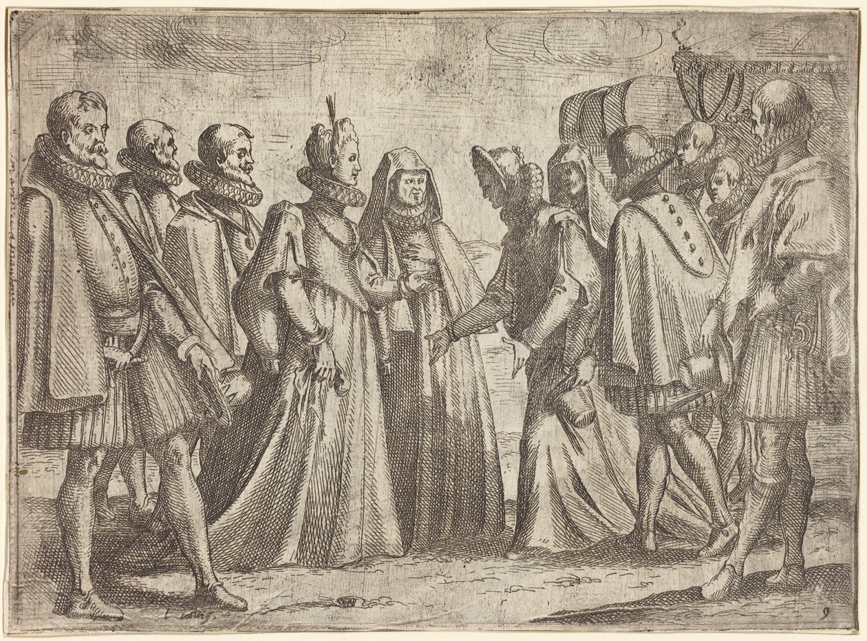 Przyjęcie w Mantui [recto] autorstwa Jacques Callot
