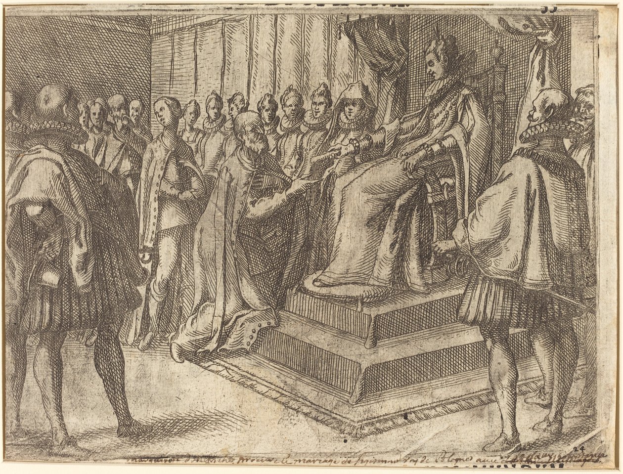 Przyjęcie posła polskiego [recto], 1612. autorstwa Jacques Callot