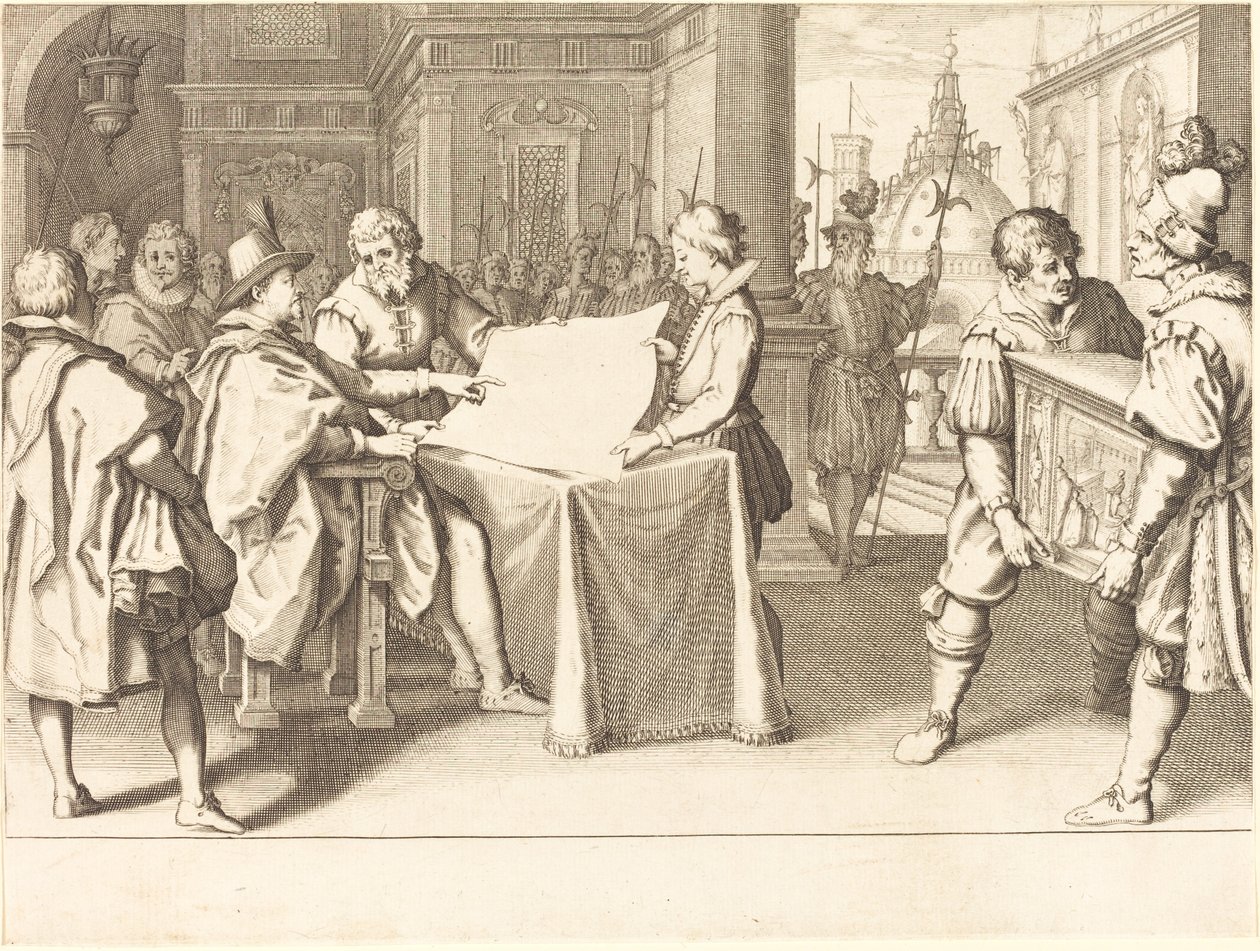 Renowacja katedry we Florencji, ok. 1614. autorstwa Jacques Callot