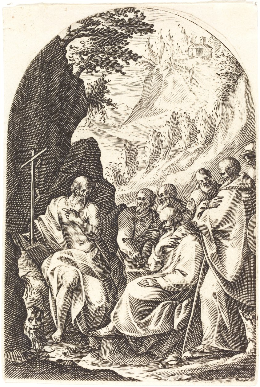 Święty Hieronim naucza swoich uczniów na pustyni, 16081611. autorstwa Jacques Callot