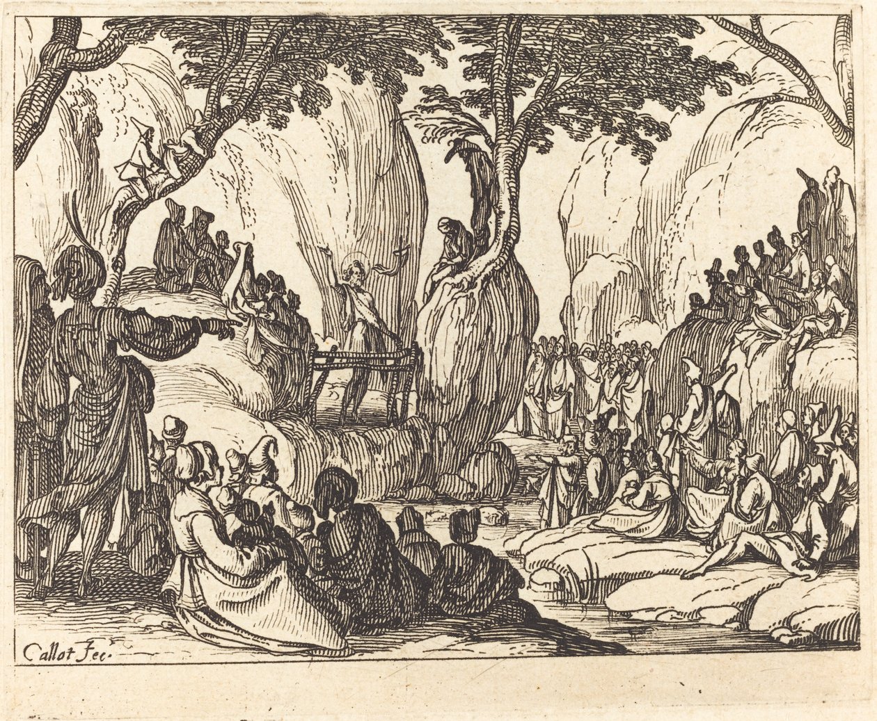 Głoszenie św. Jana na pustyni. autorstwa Jacques Callot