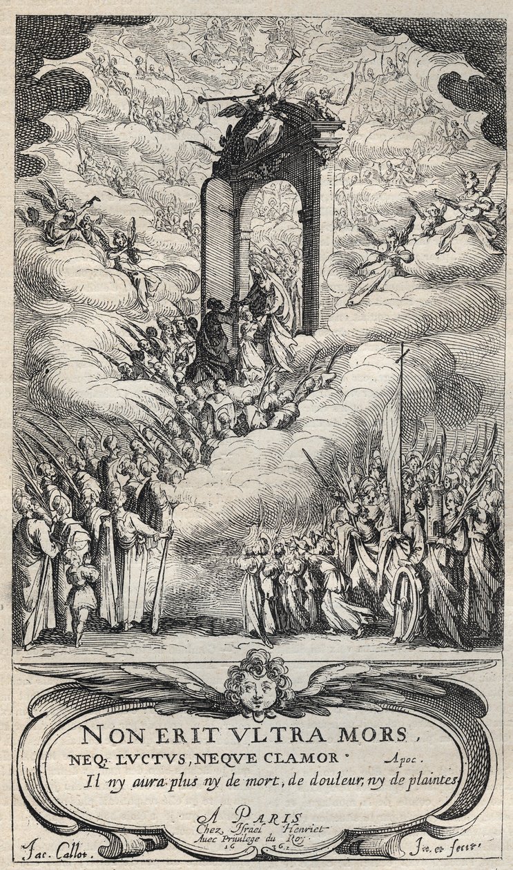 Święci i święci spieszący u wrót Raju - kompozycja i rycina Jacques Callot (1592-1635) autorstwa Jacques Callot