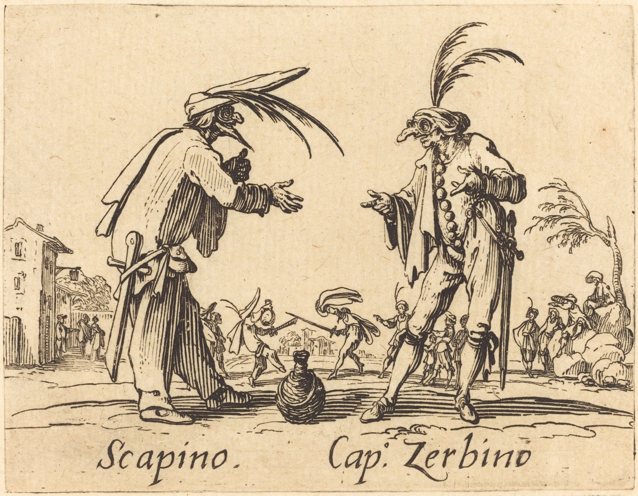 Scapino i Kap.Zerbino, ok. 1930 r. 1622. autorstwa Jacques Callot