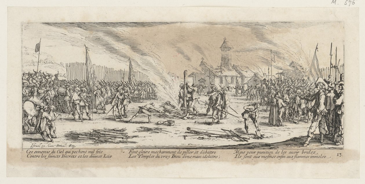 Stos, arkusz 13 z serii „Okropności wojny” autorstwa Jacques Callot