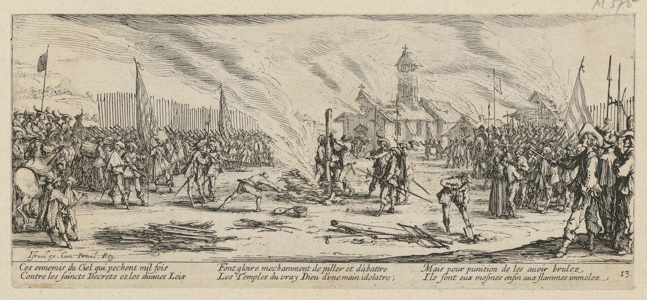 Stos, arkusz 13 z serii „Okropności wojny” autorstwa Jacques Callot