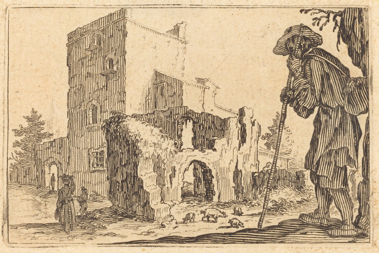 Pasterz i ruiny autorstwa Jacques Callot