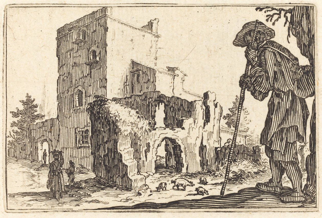 Pasterz i Ruiny, c. 1622. autorstwa Jacques Callot
