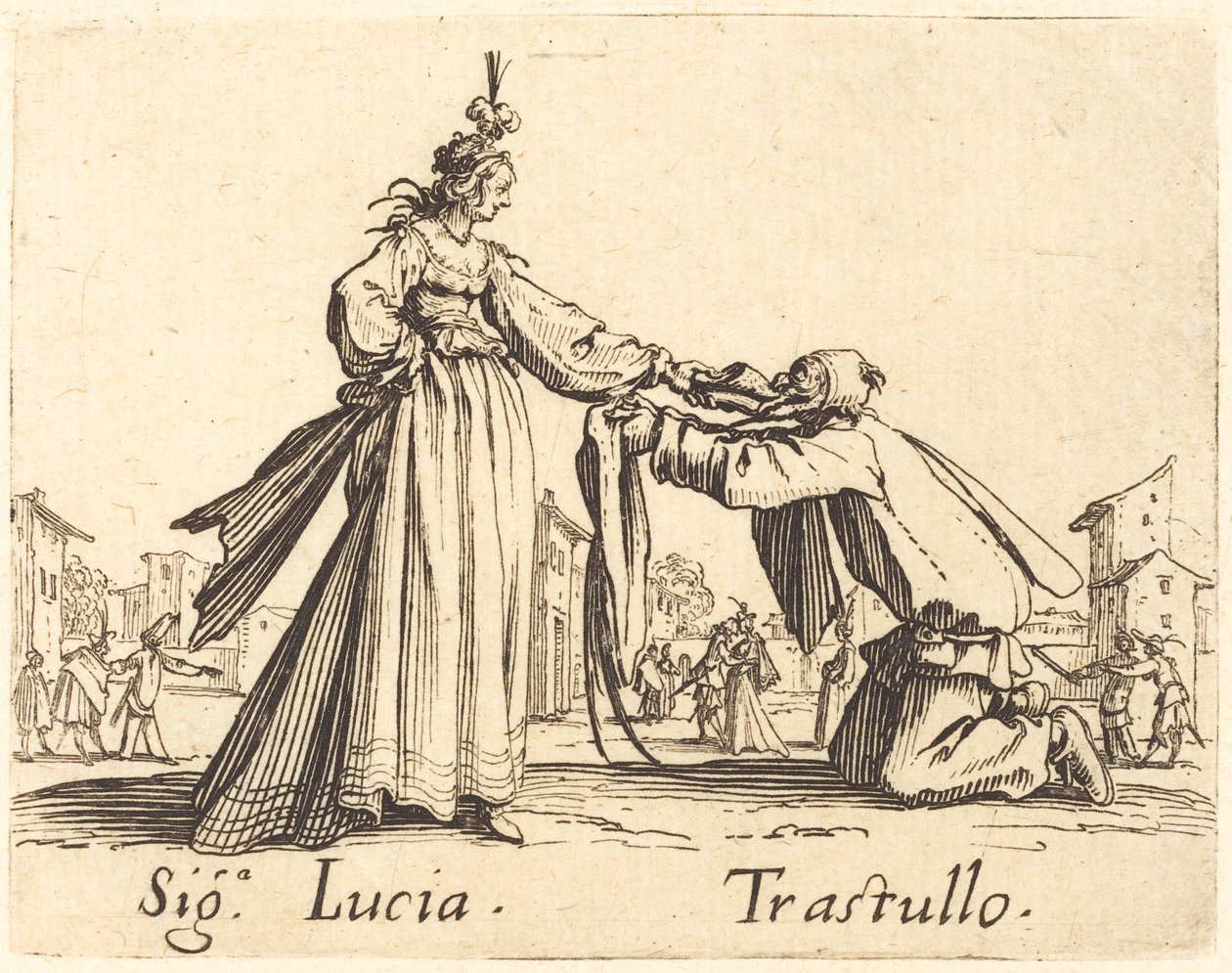 Oznaki. Łucja i Trastullus autorstwa Jacques Callot