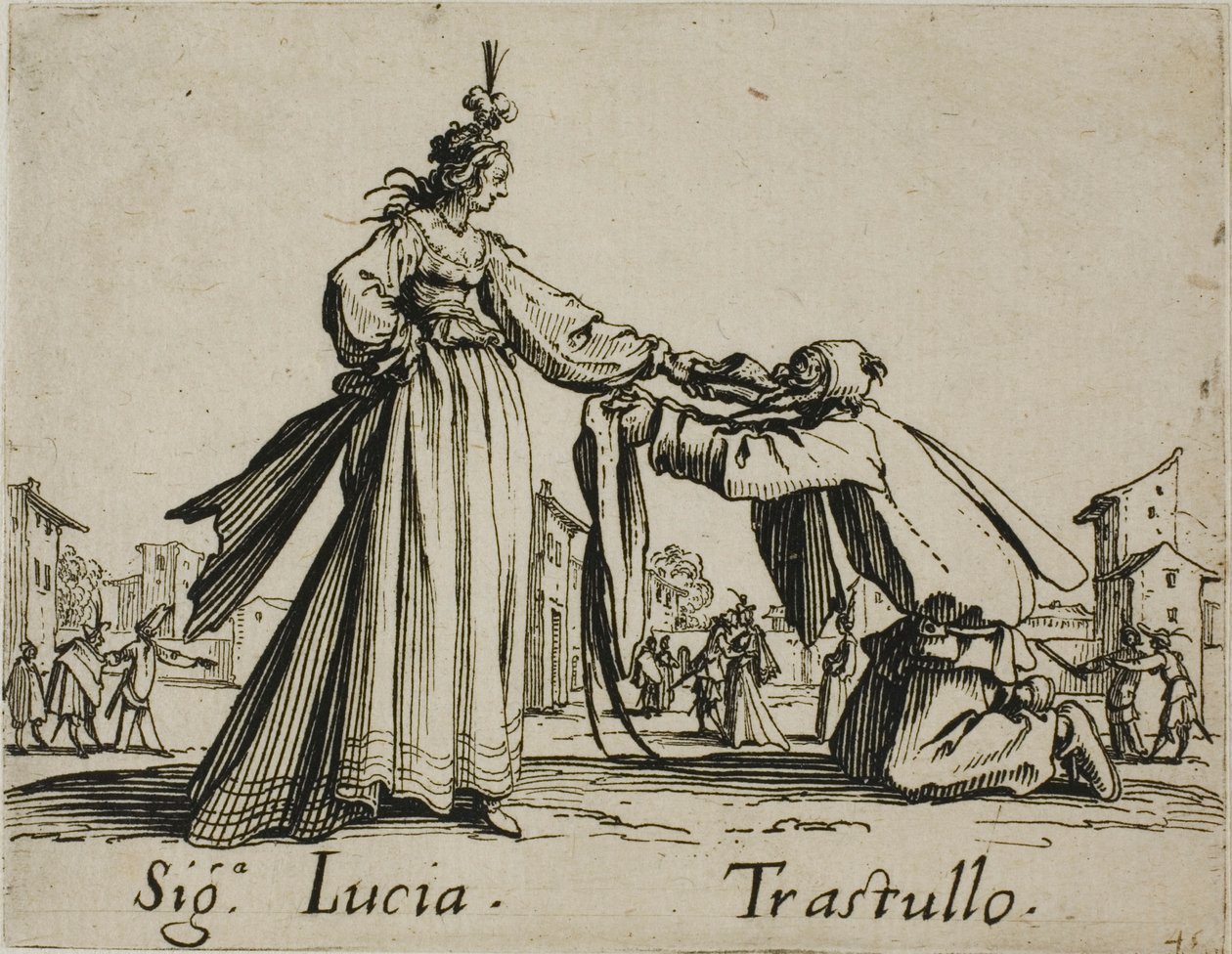 Signora Lucia - Trastullo, płyta 21 z Balli di Sfessania autorstwa Jacques Callot