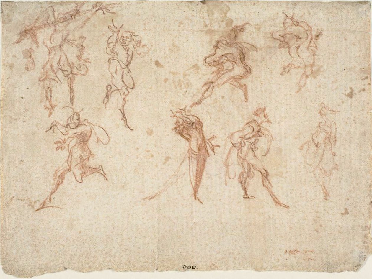 Szkice do Balli di Sfessania (recto) Szkice tancerzy (verso) autorstwa Jacques Callot
