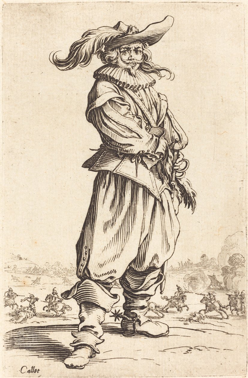 Żołnierz w Pierzastym Kapeluszu autorstwa Jacques Callot