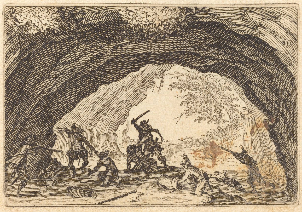 Żołnierze atakujący złodziei autorstwa Jacques Callot