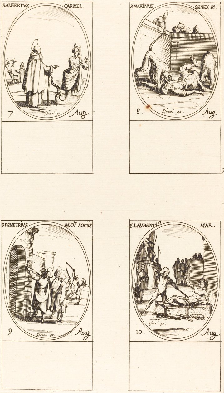 św. Alberta z Sycylii, karmelitanki; Św. Marinus; Św. Demetriusz i Towarzysze; Św autorstwa Jacques Callot