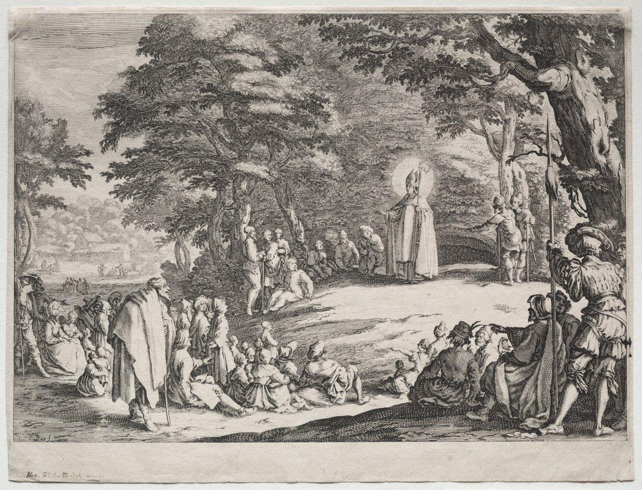 Kazanie św. Amanda w lesie. autorstwa Jacques Callot