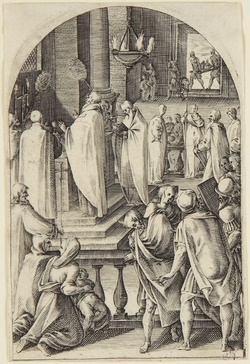 Święty Bazyli celebrujący ofiarę mszy autorstwa Jacques Callot