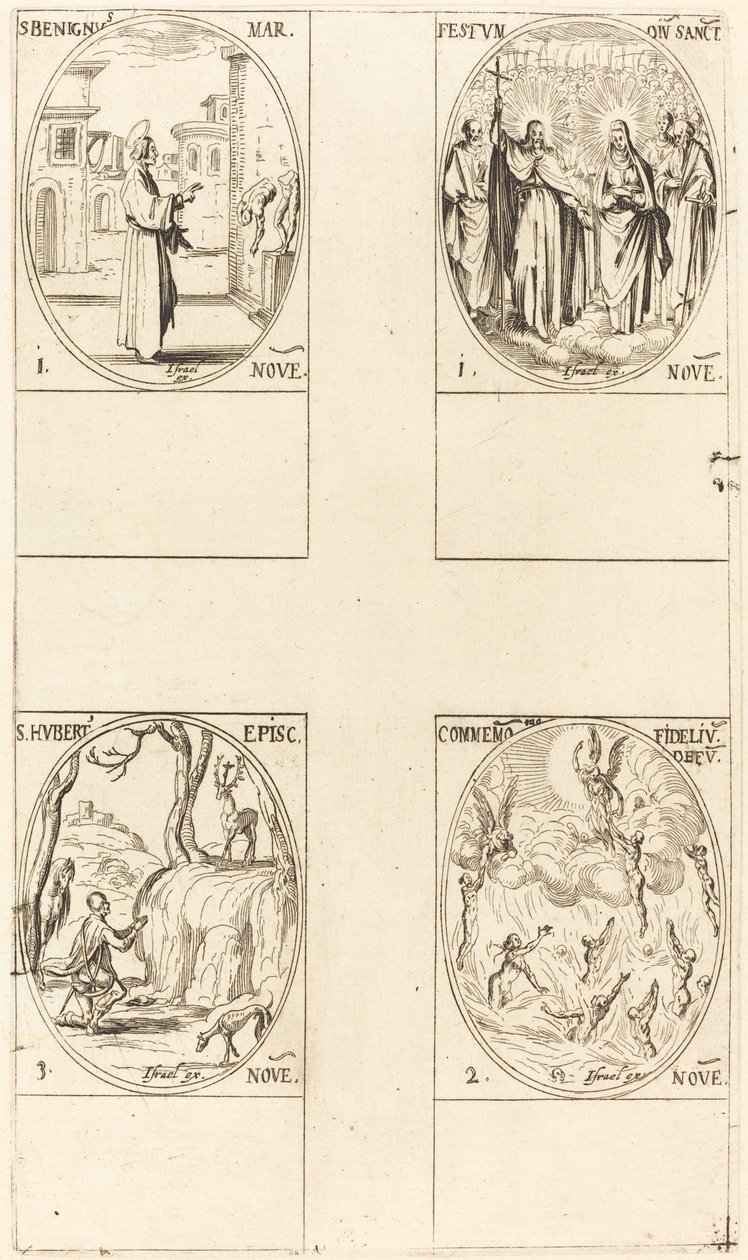 św. Święto Wszystkich Świętych; Upamiętnienie zmarłych; św. Huberta autorstwa Jacques Callot