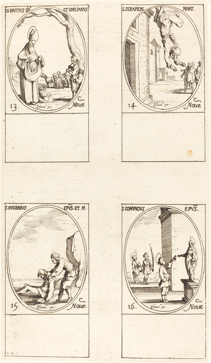 św Brice; św. Serapion; św. Eugeniusz; Św. Edmunda autorstwa Jacques Callot