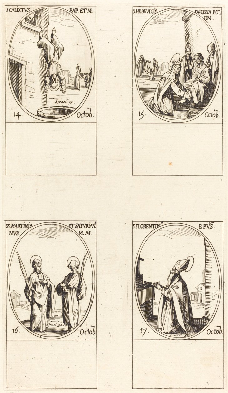 św. Kaliktus; św. Jadwigi; Święci martyniński i saturiański; św. florencki autorstwa Jacques Callot
