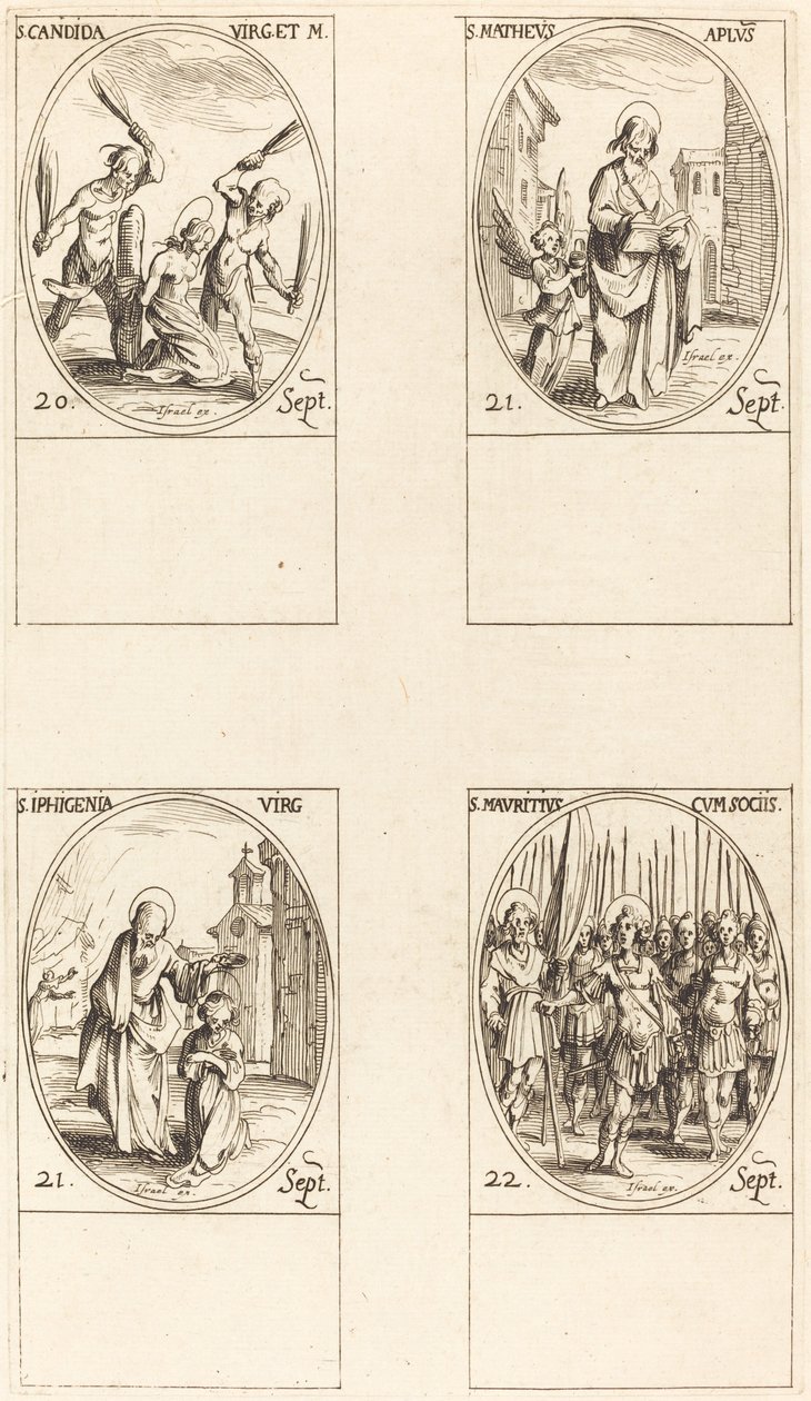 św. Kanida; św. Mateusza; św. Ipigenii; Św. Maurycy i Towarzysze autorstwa Jacques Callot