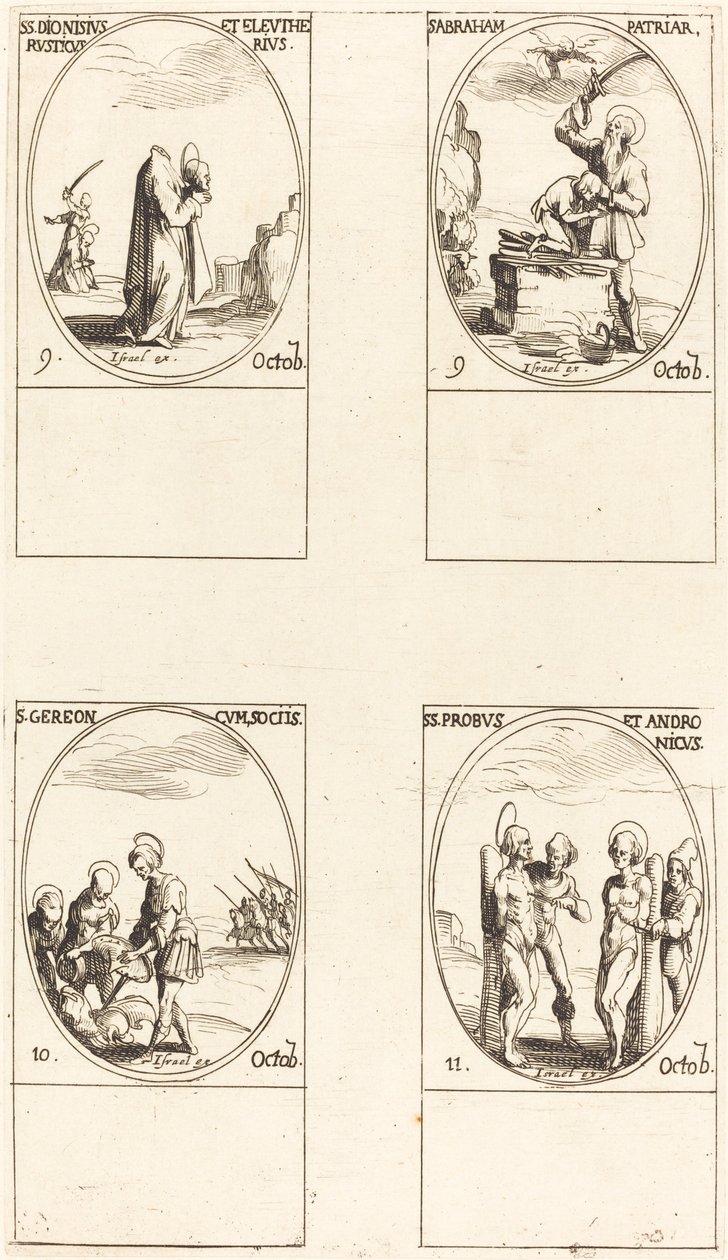 św. Dionizy, Rusticus i Eleuterius, św. Abrahama, św. Gereon i Towarzysze, św. Do. autorstwa Jacques Callot