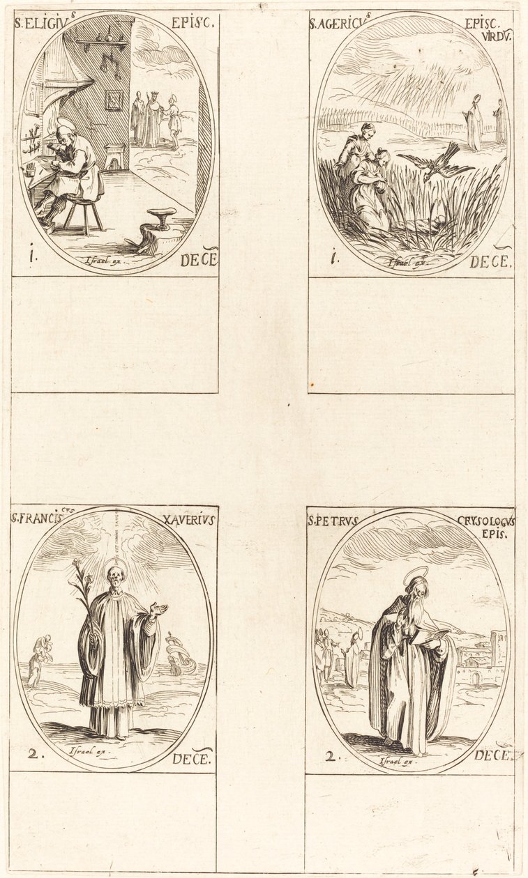 św. Eligiusz; św. Ageryk; św. Franciszka Ksawerego; Św. Piotr Chryzolog autorstwa Jacques Callot