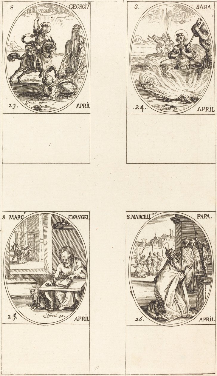 św. św. Sabasa; św. Marek Ewangelista; Św. Marcelina autorstwa Jacques Callot