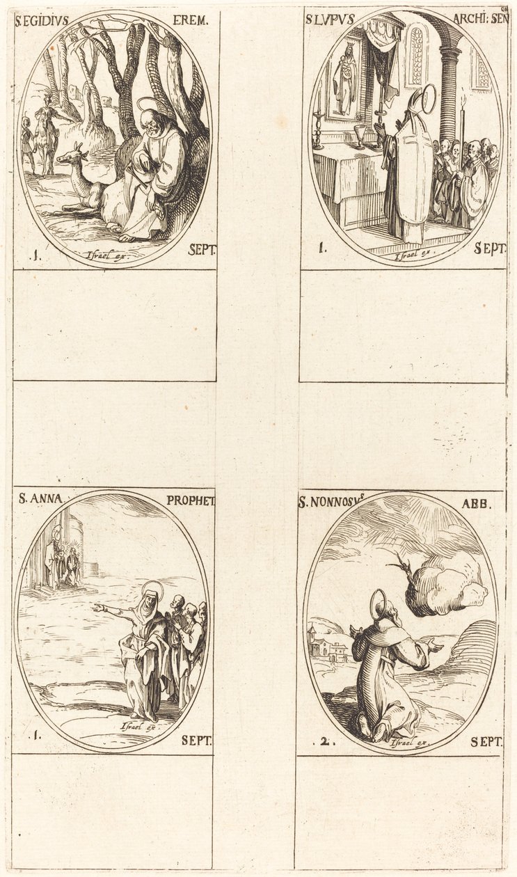 św Idziego; św. toczeń; św. Anny; Św. Nonnosus autorstwa Jacques Callot