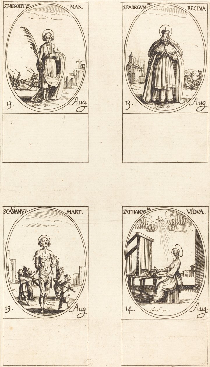 św. Hipolita, św. Radegunda, Królowa, Św. Kasjan, św. Atanazy autorstwa Jacques Callot