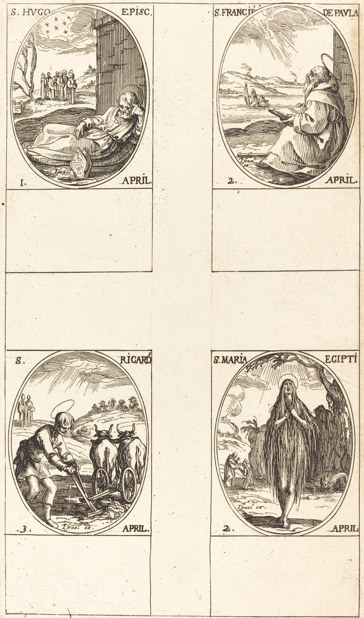 św. Hugo; św. Franciszka z Pauli; Najświętszej Marii Panny w Egipcie; Św. Ryszard autorstwa Jacques Callot
