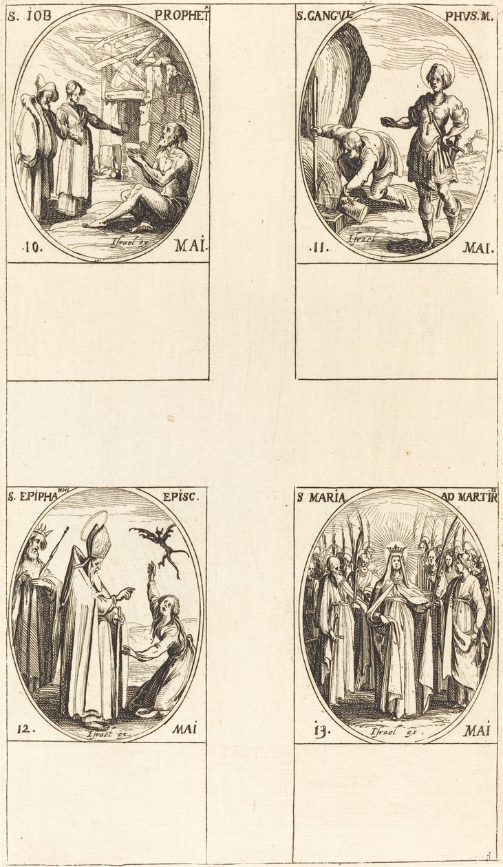 Św. Hioba, Proroka, Św. Gangulfa, Św. Epifaniusza, Św. Marii Męczenników. autorstwa Jacques Callot