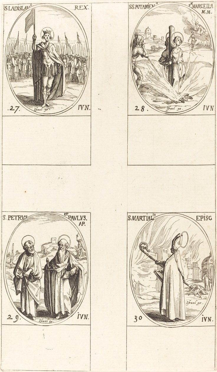św. Władysława, św. Potamiana i Marcella, św. Piotra i Pawła, Apostołów, św. autorstwa Jacques Callot
