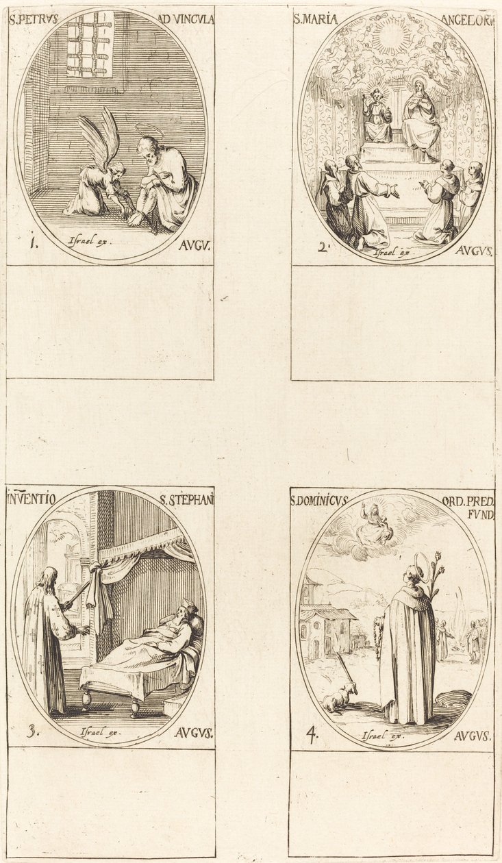św. Piotra Apostoła; Matki Boskiej Anielskiej; Odkrycie Ciała Św. Szczepana; Św. Dom autorstwa Jacques Callot