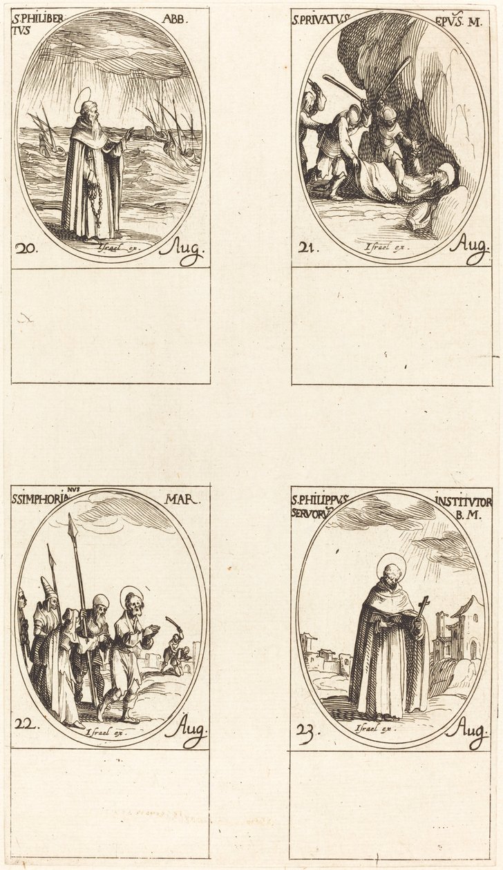 św. Philibert, opat; św. Privatusa; św. Symforian; Św. Filip autorstwa Jacques Callot