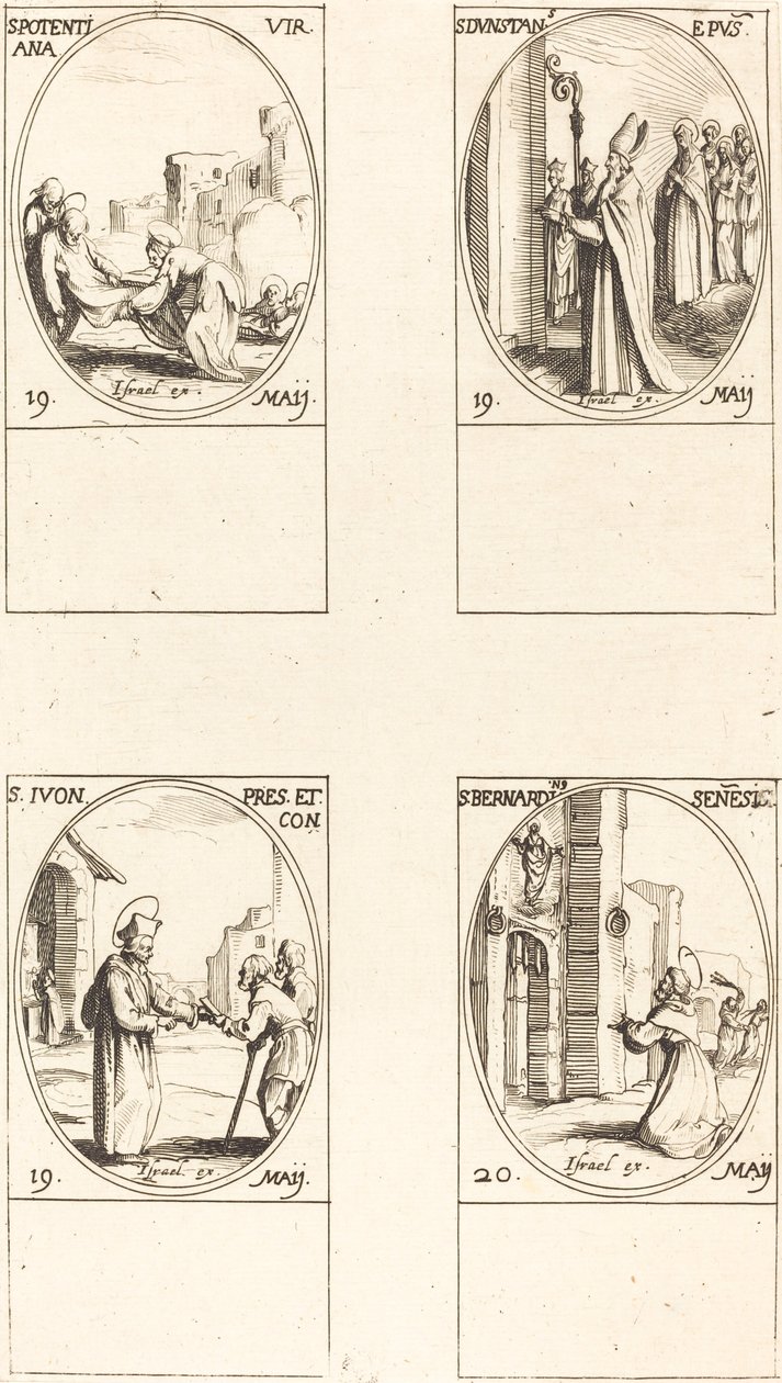 św. Potencjał; św. Dunstana; św. Yves; św. Bernardyn ze Sieny autorstwa Jacques Callot