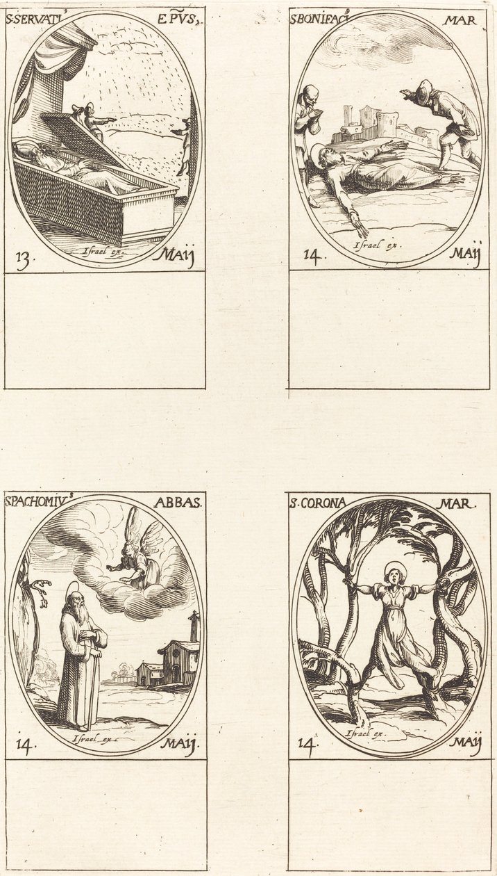 św. Serwacjusz; św. Bonifacego; św. Pachomiusz; Św. Korona autorstwa Jacques Callot