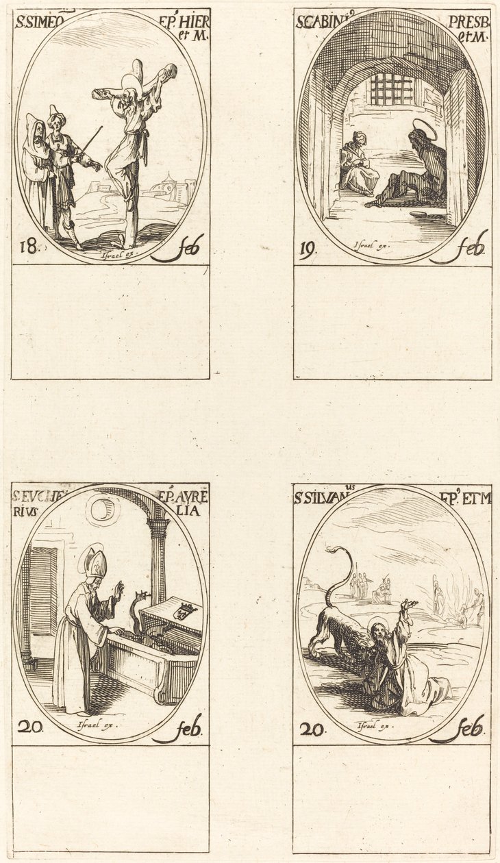 św. Symeon; św. Gabiniusz; św. Euchariusza; św. Sylwan autorstwa Jacques Callot