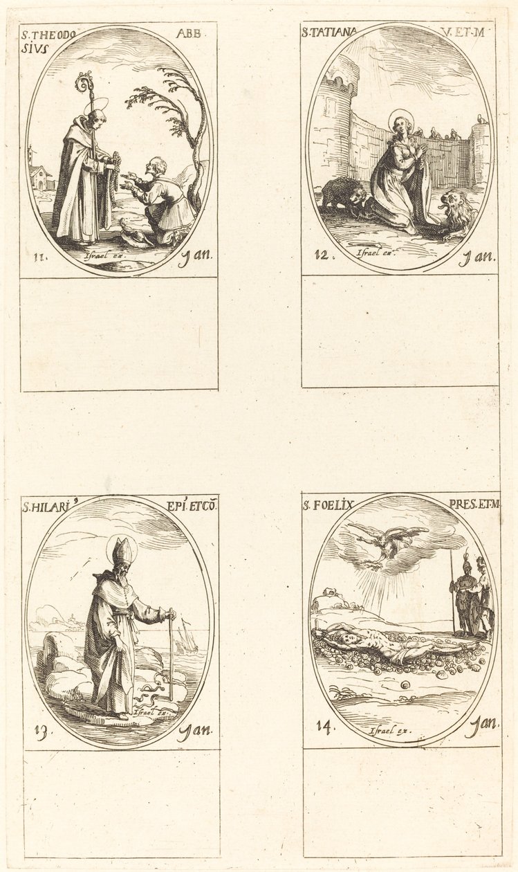 św. Teodozjusz; św. Tatiana; św. Hilarego; Św. Feliksa autorstwa Jacques Callot