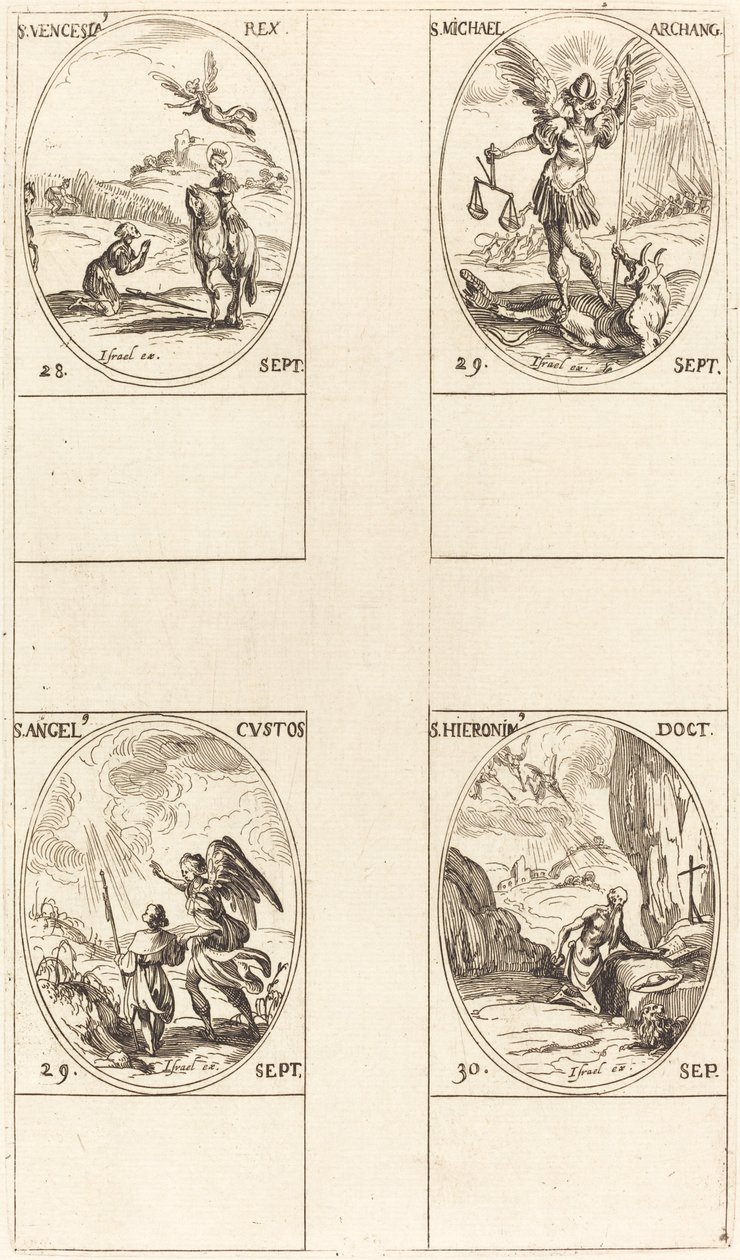 św. Wacław; św. Michała Archanioła; Anioł Stróż; Św. Hieronim autorstwa Jacques Callot