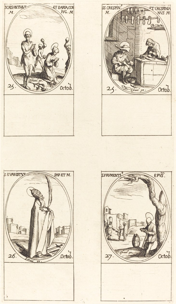 św. Chrysanthus i Daria, św. Kryspina i Kryspina, św. Erystusa, św. autorstwa Jacques Callot