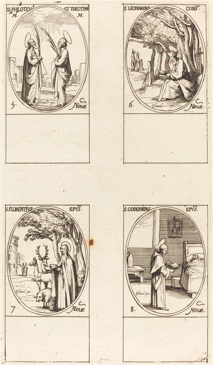 św. Filoteusz i Teotymus; św. Leonarda; św. Florentyna; Św. Godfrey autorstwa Jacques Callot