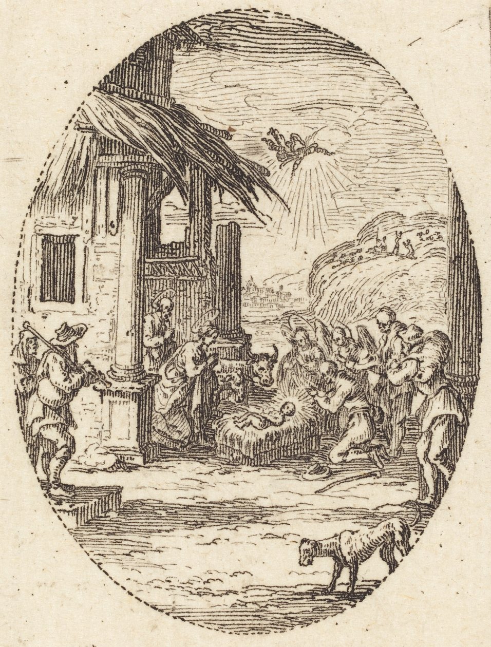 Adoracja pasterzy autorstwa Jacques Callot