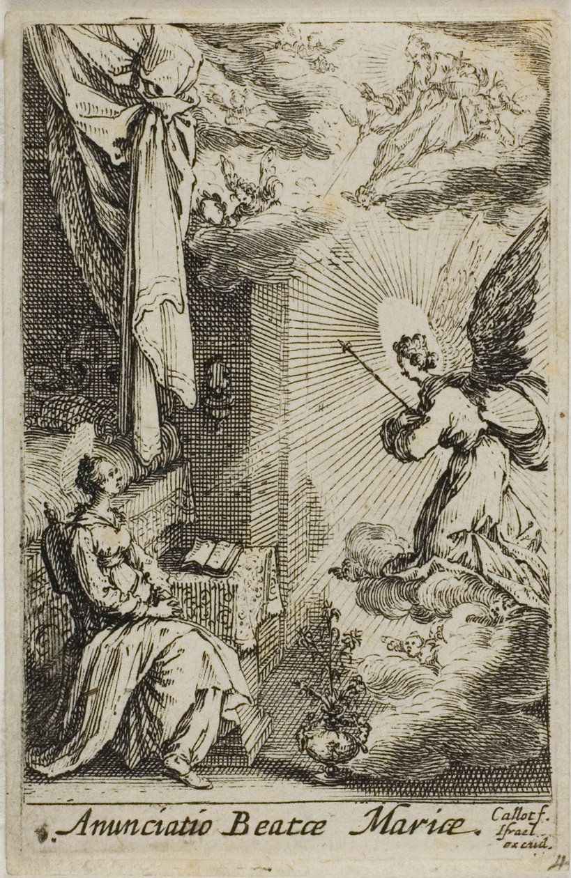 Zwiastowanie, z Życia Dziewicy autorstwa Jacques Callot