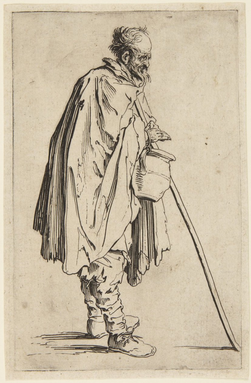 Żebrak z ogrzewaczem do stóp autorstwa Jacques Callot