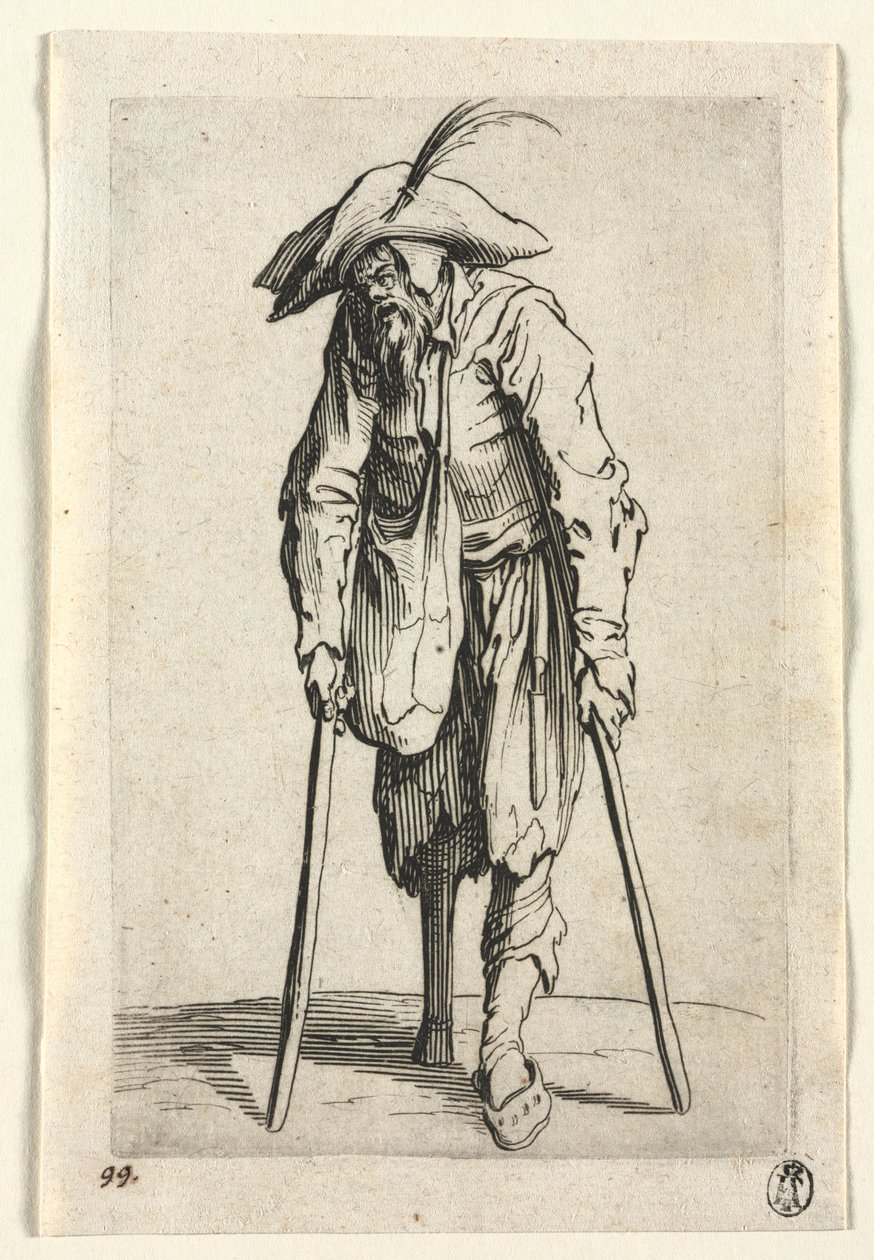 Żebracy: Żebrak z drewnianą nogą autorstwa Jacques Callot