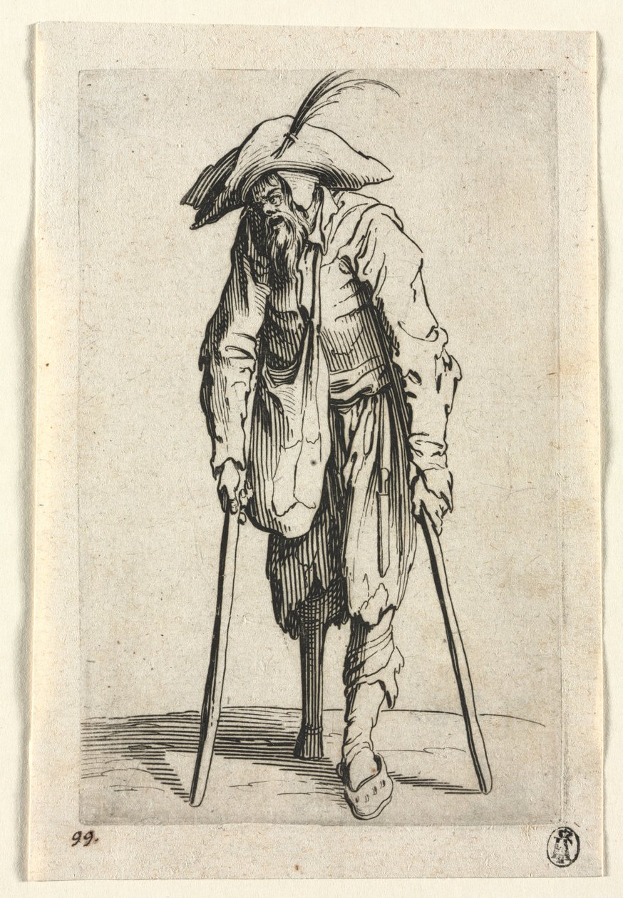 The Beggars: Żebrak z drewnianą nogą , c. 1623. autorstwa Jacques Callot