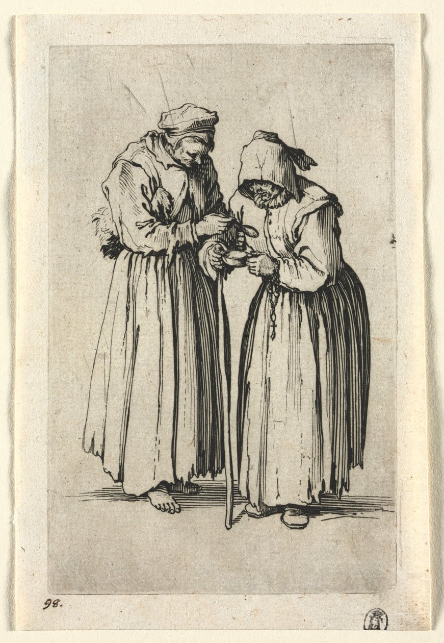 Żebracy: dwie żebraczki autorstwa Jacques Callot