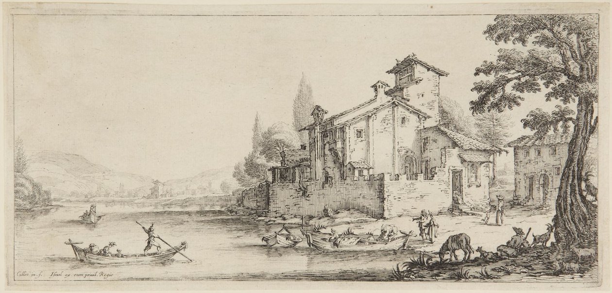 „Rejs łodzią”, z cyklu „Diverse Vedute Designate in Fiorenza” („Różnorodne pejzaże zaprojektowane we Florencji”) autorstwa Jacques Callot