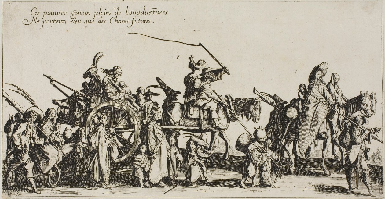 Marsz Czechów: Tylna Gwardia, od The Bohemians autorstwa Jacques Callot
