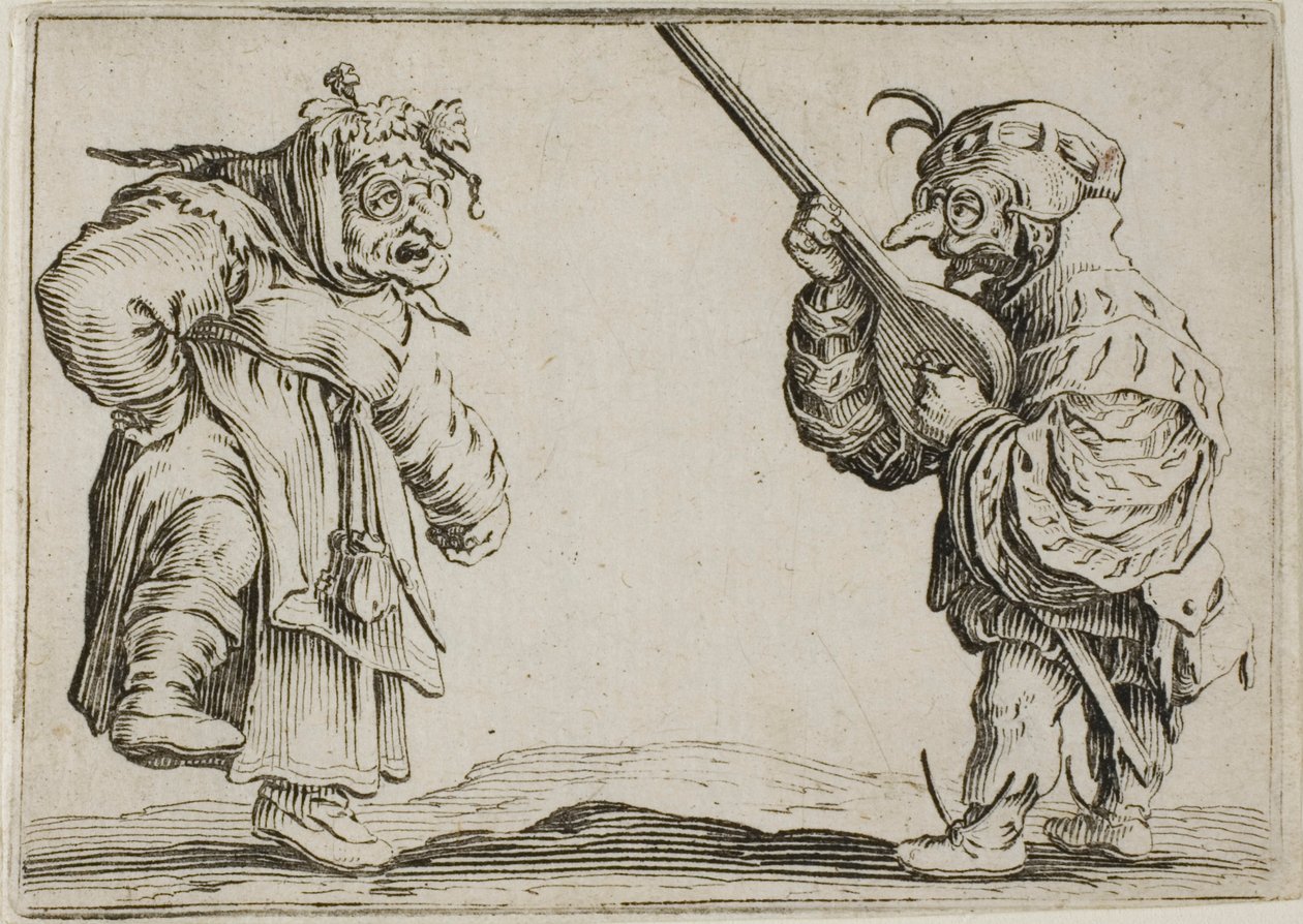 Tancerze z lutnią, z Kaprysów autorstwa Jacques Callot